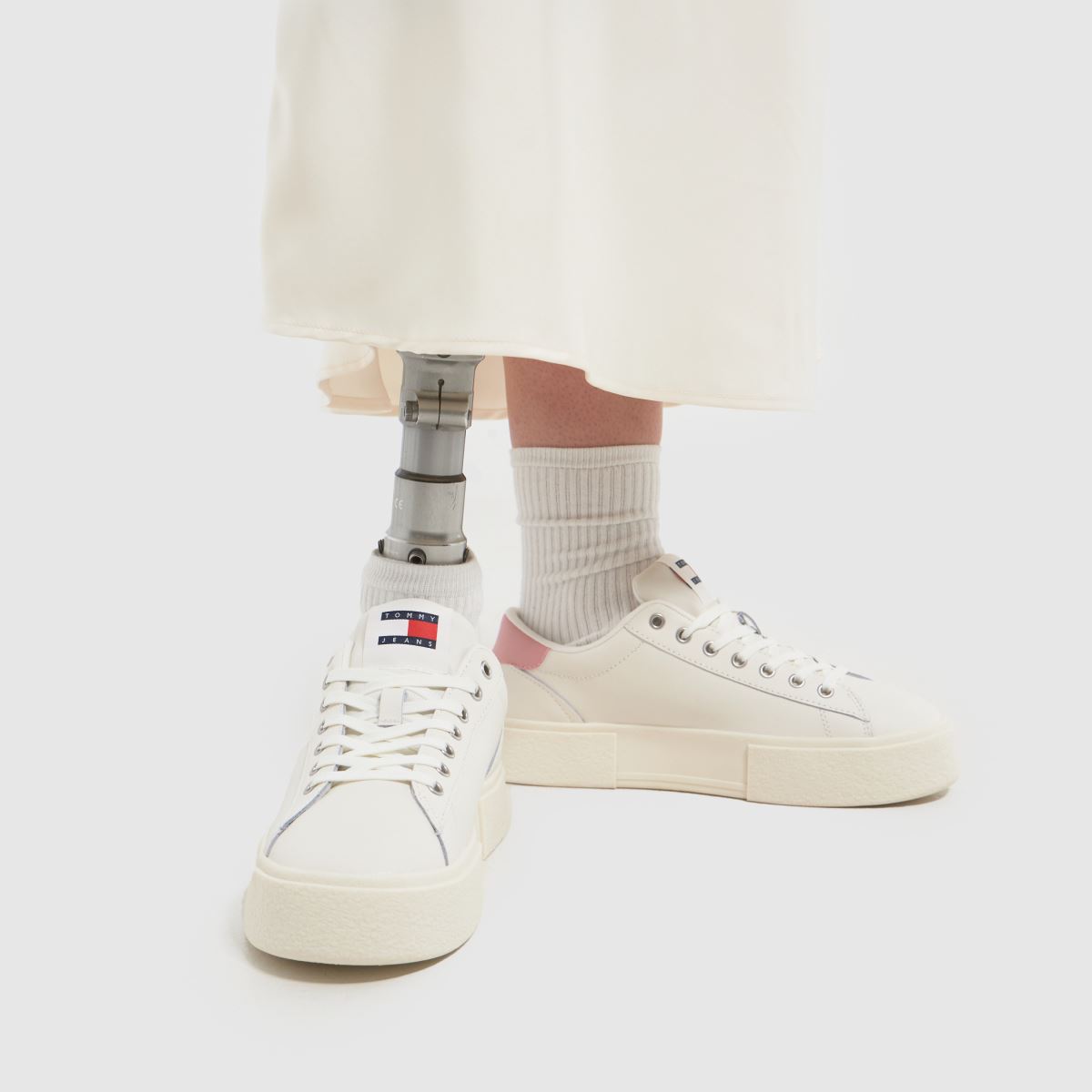 Tenisky na platformě Tommy Jeans Foxing v bílé a růžové barvě