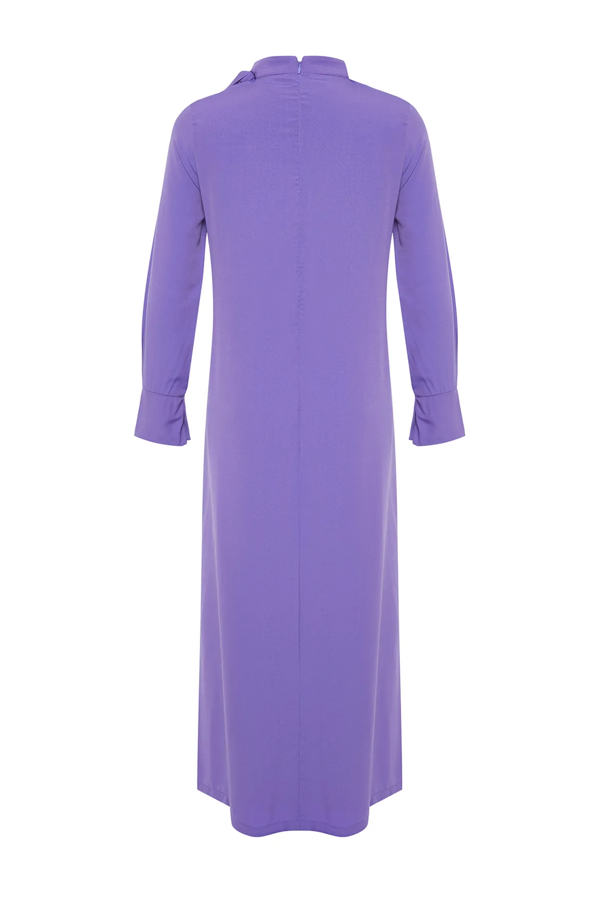 Trendyol Modest  Lilafarbenes, gewebtes Kleid mit Kragen und Krawatte TCTSS23EB00283
