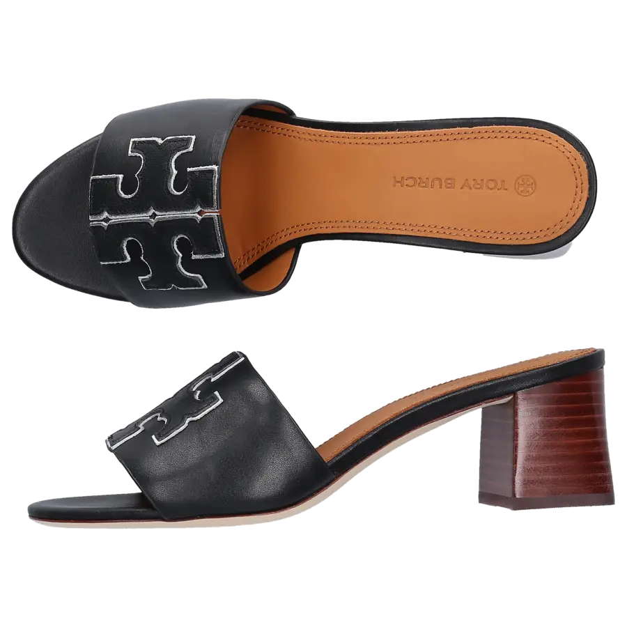 Tory Burch - Sandalen INES Kalbsleder Logo schwarz - schwarz