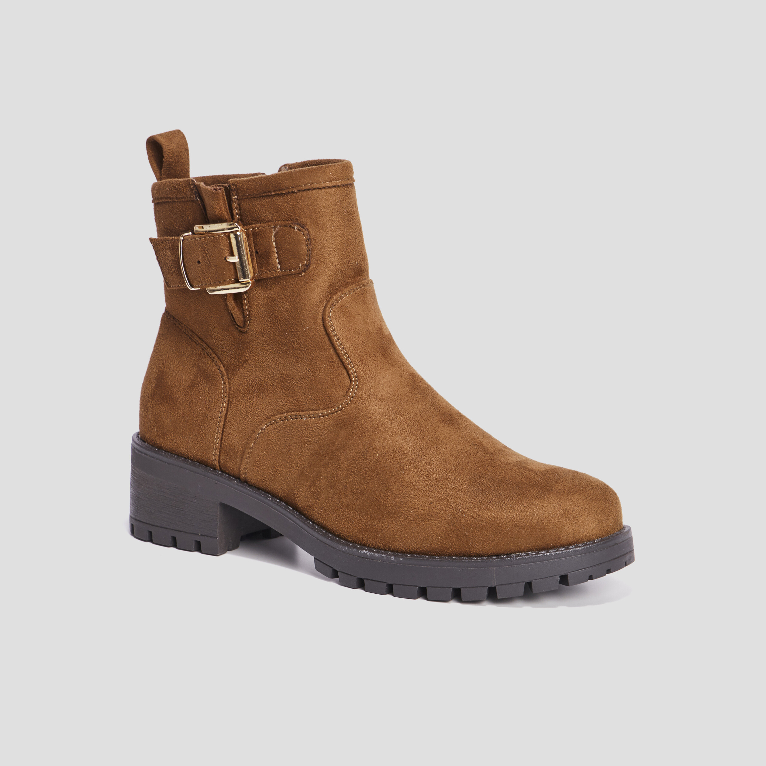Bottines crantées avec boucles marron femme | La Halle