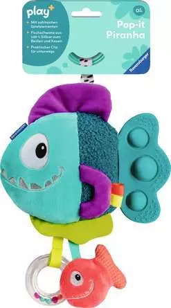 Play+ Pop-it Piranha (blau) - Babyspielzeug ab 0 Monaten