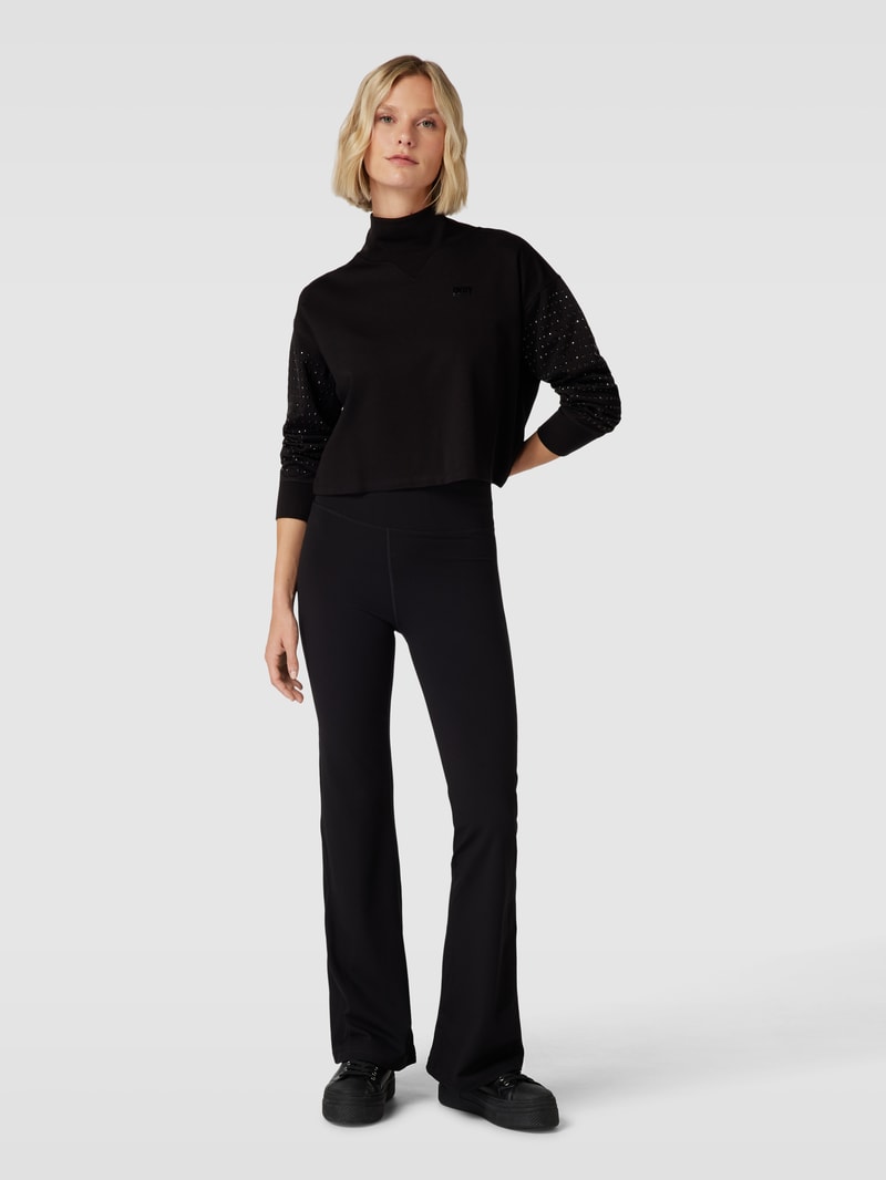 Cropped Sweatshirt mit Applikationen Modell 'RHINESTONE' in schwarz