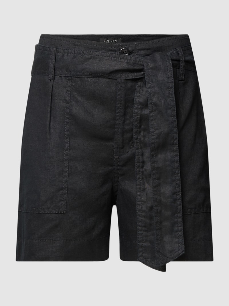 Shorts mit Stoffgürtel Modell 'DAVIANA' in schwarz