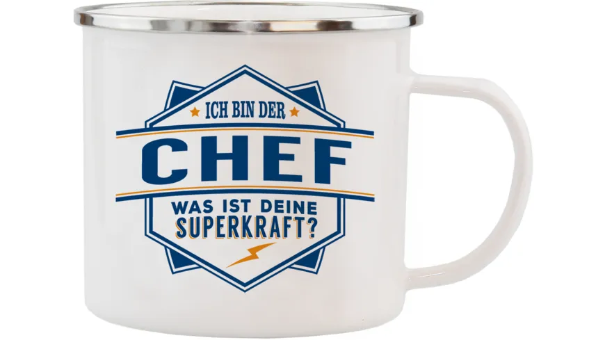 H&H Echter Kerl Emaille-Becher Chef
