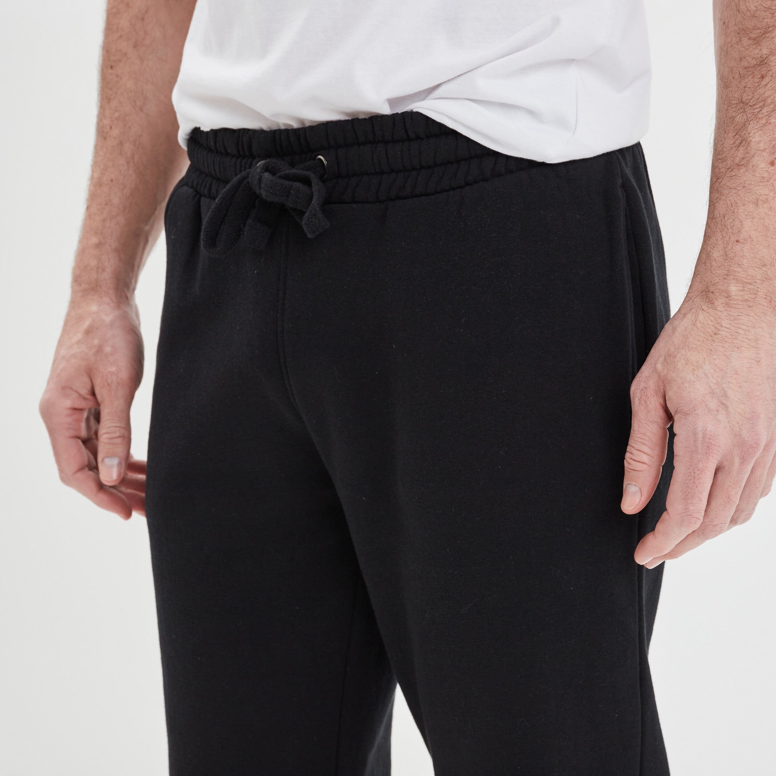 Jogging droit molleton noir homme | La Halle