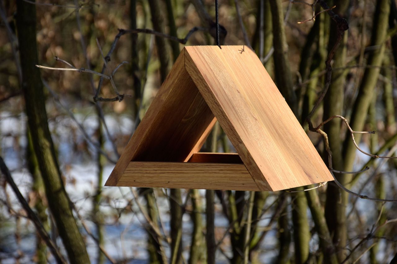 Luxus-Vogelhaus Futterspender, Eiche Dreieckig