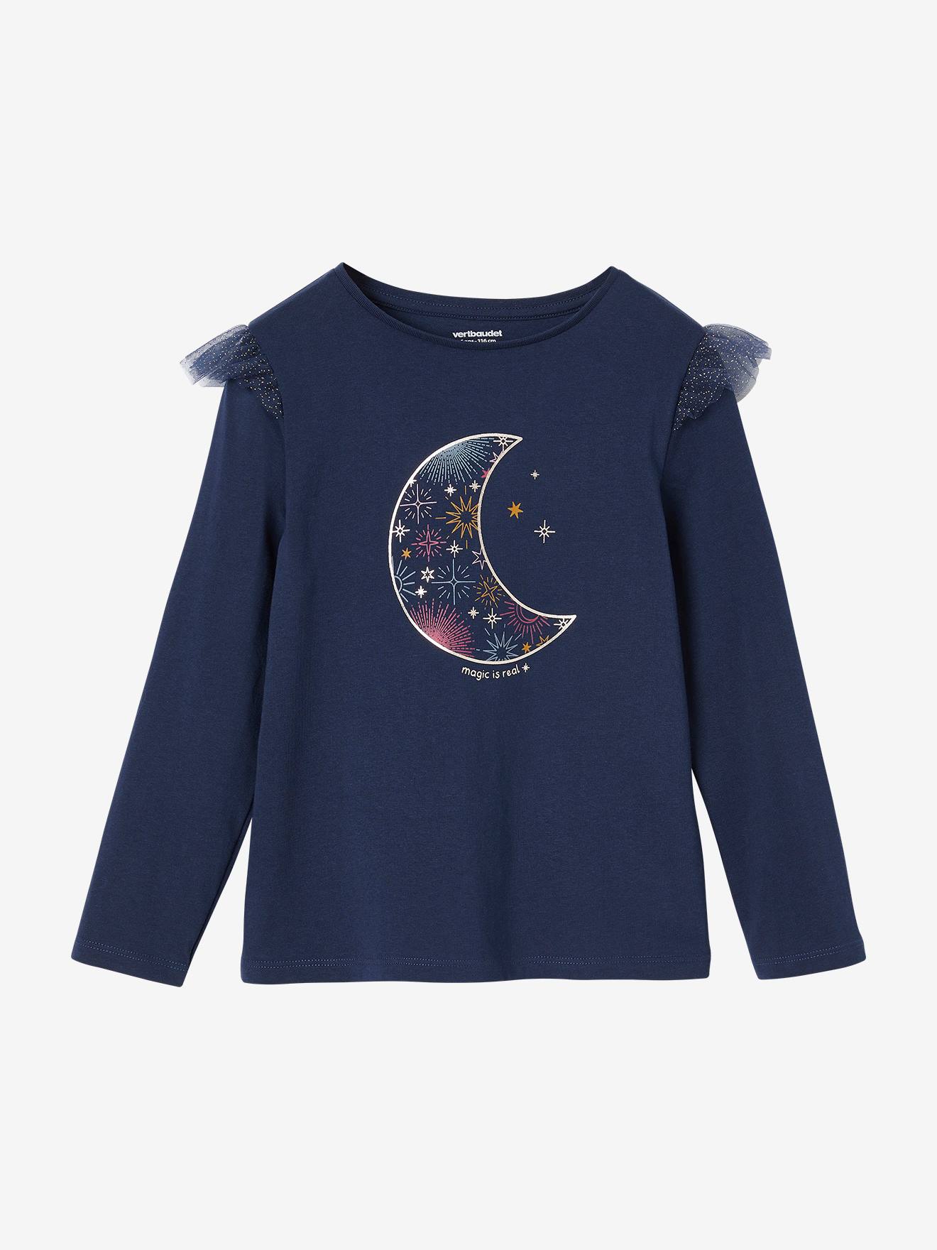 Vertbaudet Weihnachtliches Mädchen Volantshirt - marine