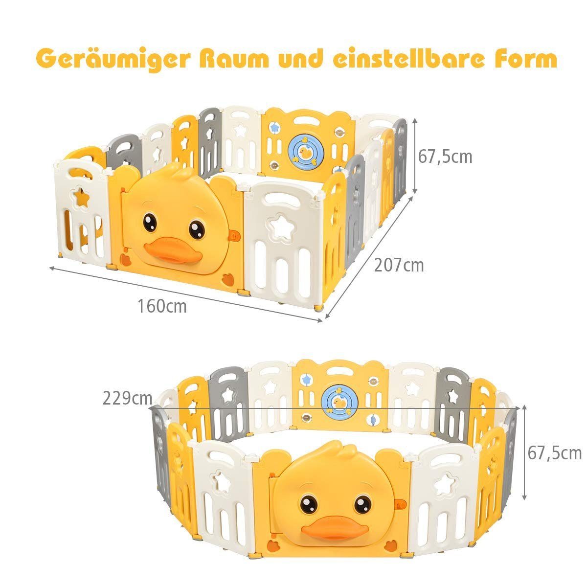 KOMFOTTEU Laufgitter Laufstall (16-tlg), mit Tür& Schlossdesign, 16 Teilen