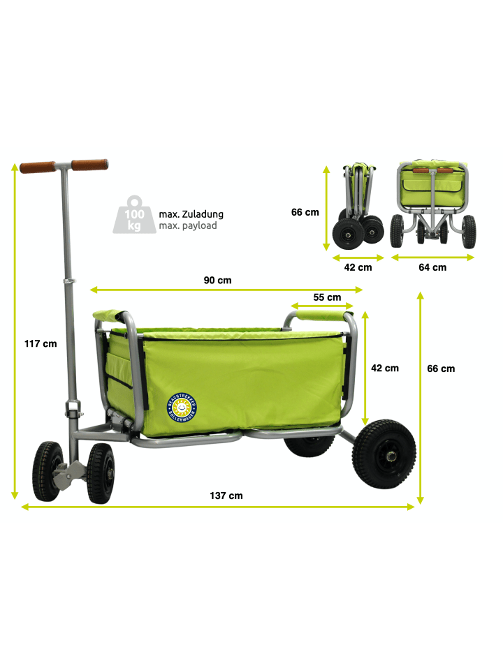 Beachtrekker Beachtrekker LiFe faltbarer Bollerwagen   Bremse, klappbarer Handwagen (Grün) günstig kaufen onesize