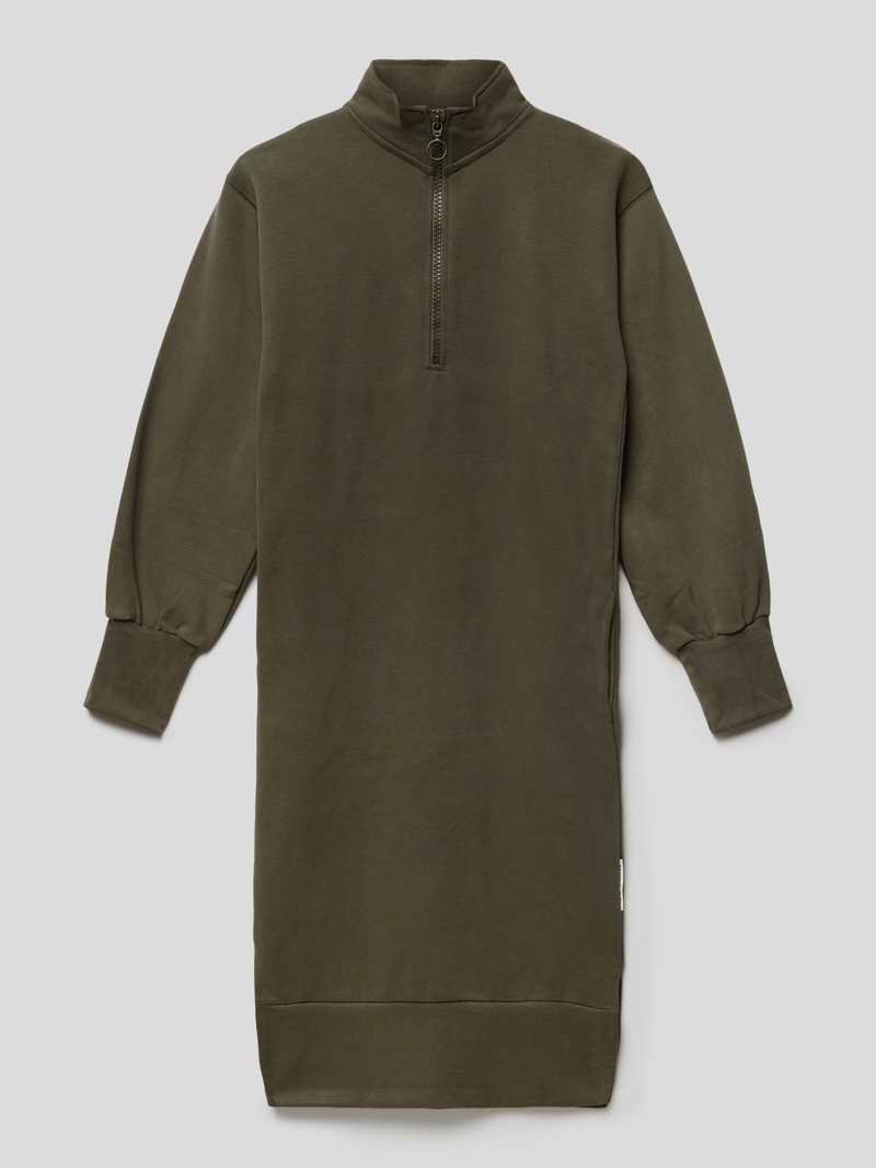 Sweatkleid mit Stehkragen in olivgrün