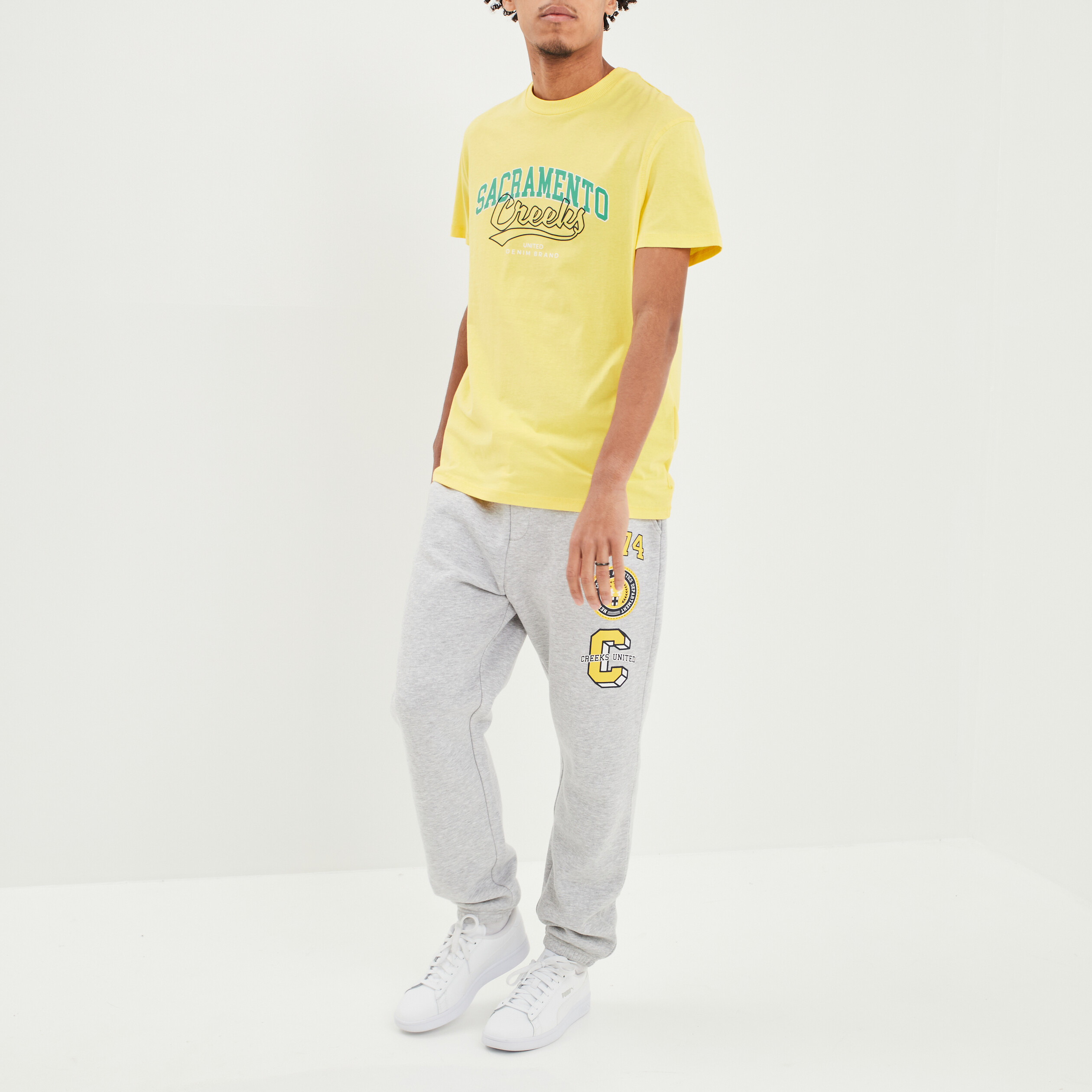 T-shirt manches courtes Creeks jaune citron homme | La Halle