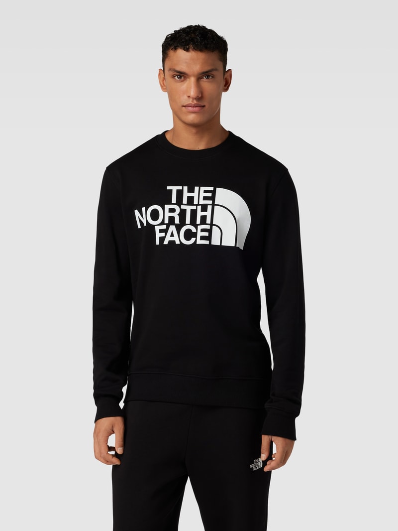 Sweatshirt mit Label-Print und Rundhalsausschnitt in schwarz
