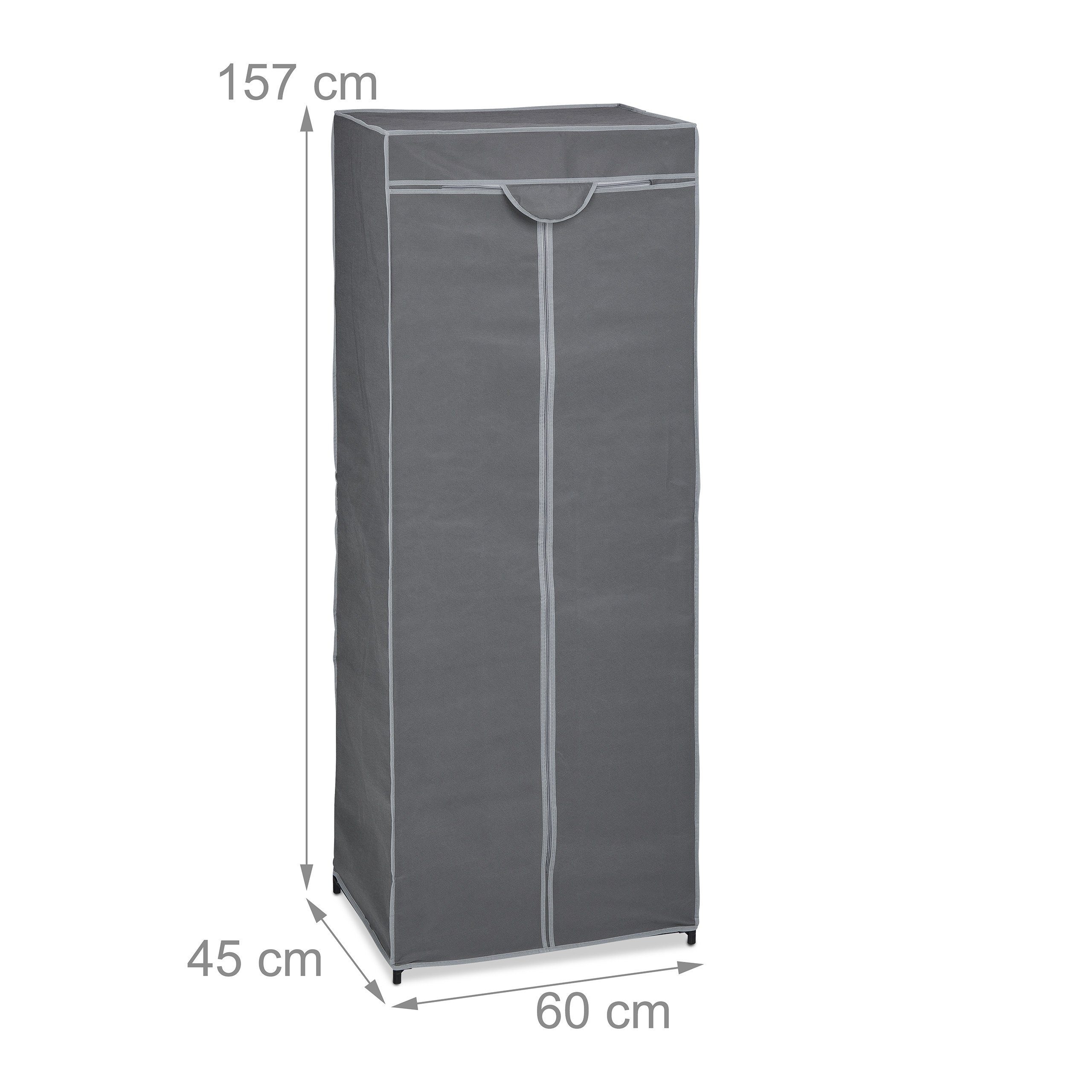 relaxdays Stoffschrank Stoffschrank mit Kleiderstange Anthrazit