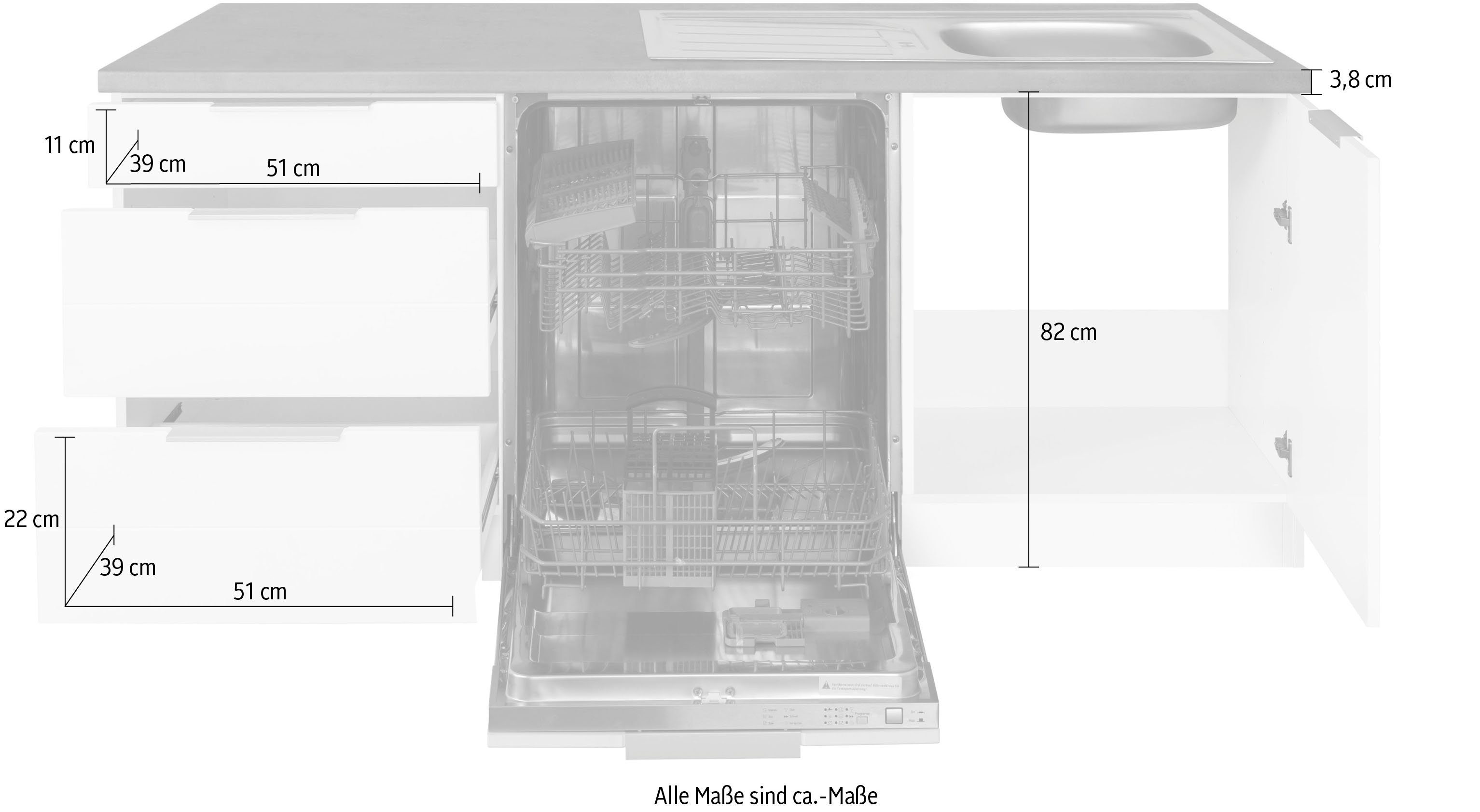 HELD MÖBEL Küche Luhe, Stellbreite 240x270 cm, wahlweise mit oder ohne E-Geräten, MDF-Fronten