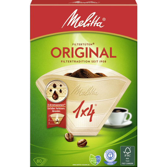 Melitta Aroma Filtertüten naturbraun Gr.1x4 80ST