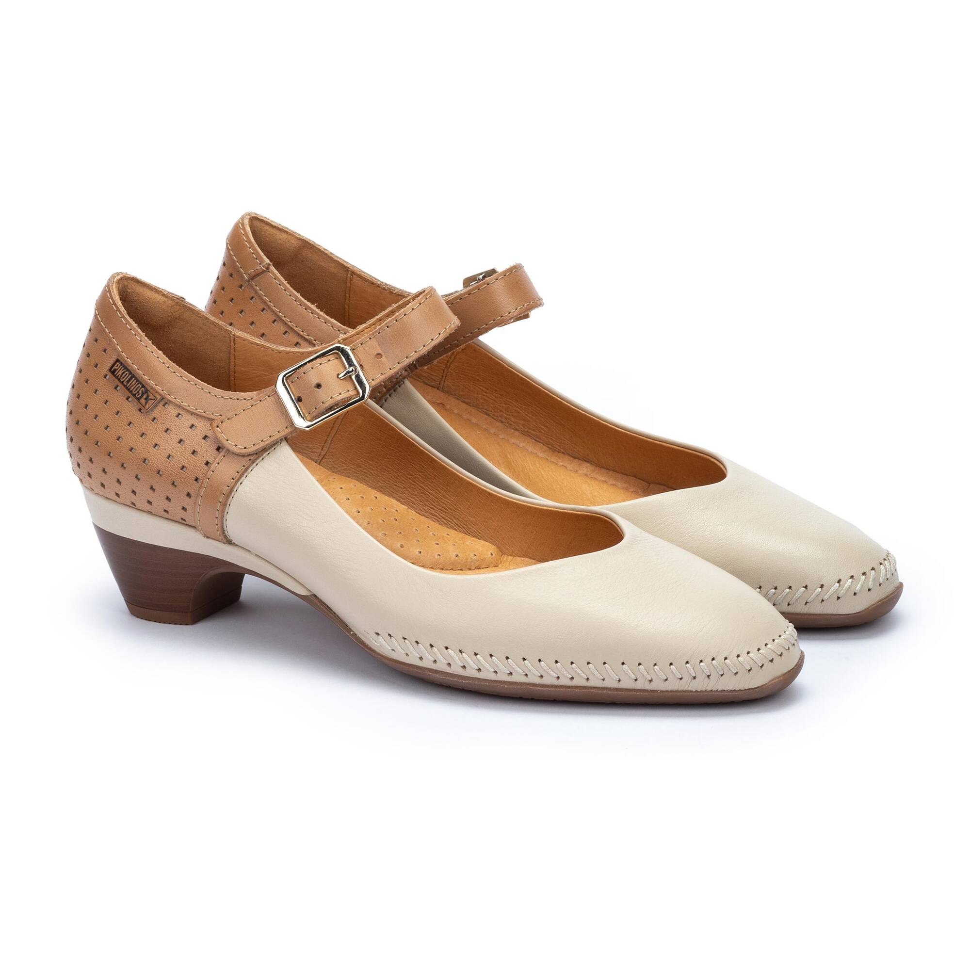 Buty damskie z boczną klamrą - KOŚĆ SŁONIOWA