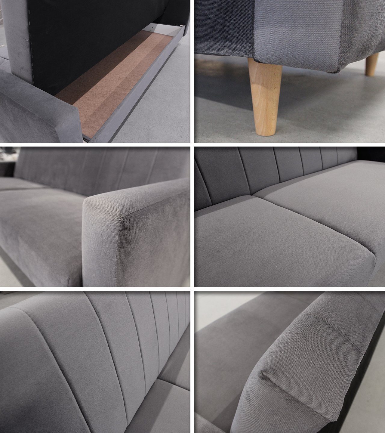 Sofnet Schlafsofa Sara, mit Schlaffunktion und Bettkasten, Bettsofa mit Holzfüße und Wellenfeder