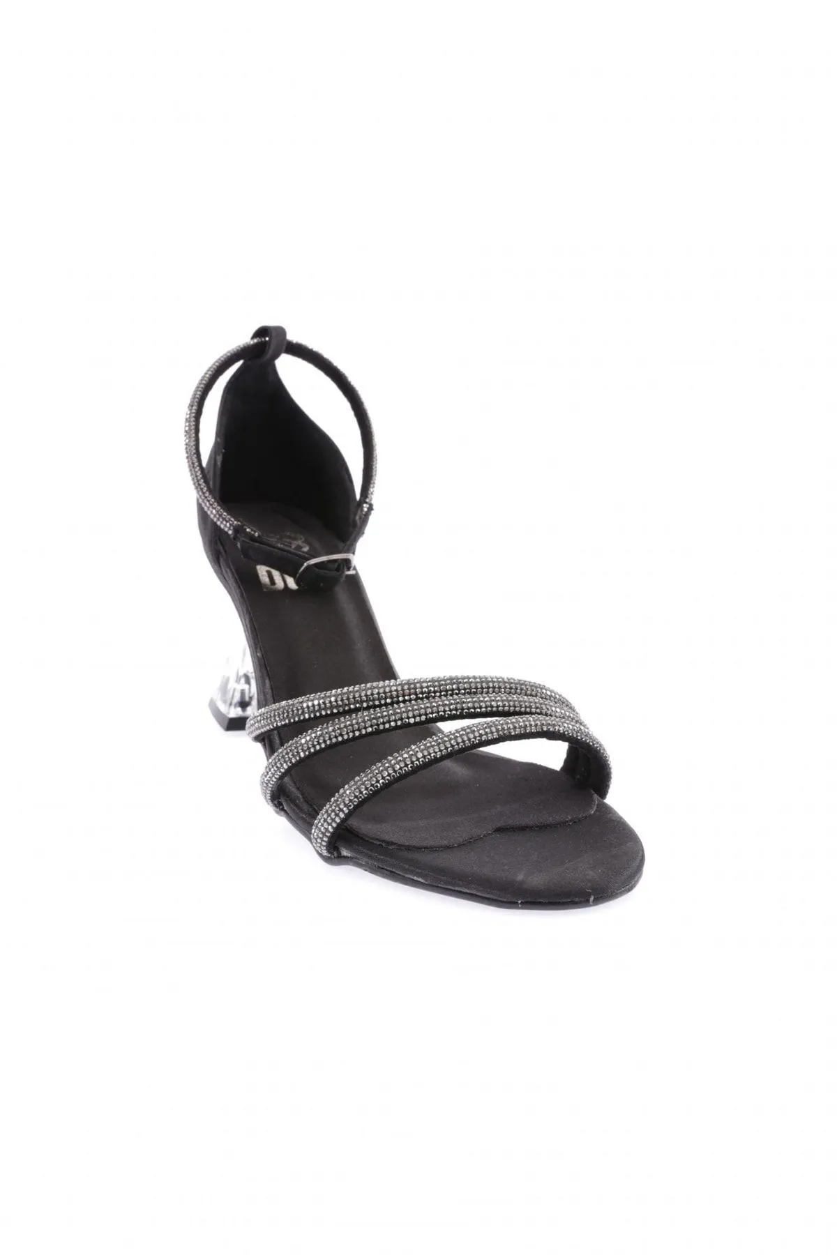 DGN  Bar-05-23y Damen - Silberne Schuhe mit kelchförmigem Absatz und Steinbesatz