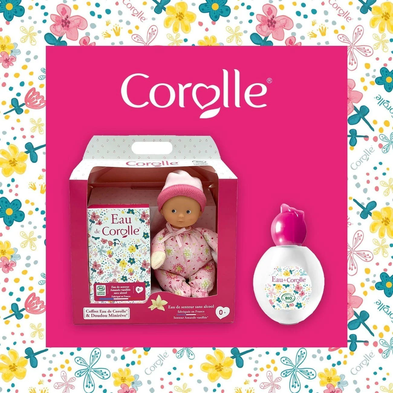 Agua perfumada para bebé Corolle y mini peluche Dream