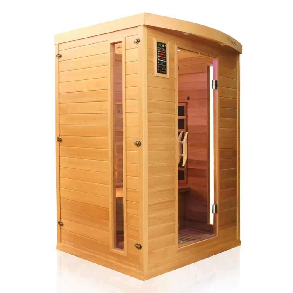 Dewello Infrarotkabine Infrarotsauna PIERSON PRO 135cm x105cm x 190cm Hemlock/ Zeder Duo-Strahler