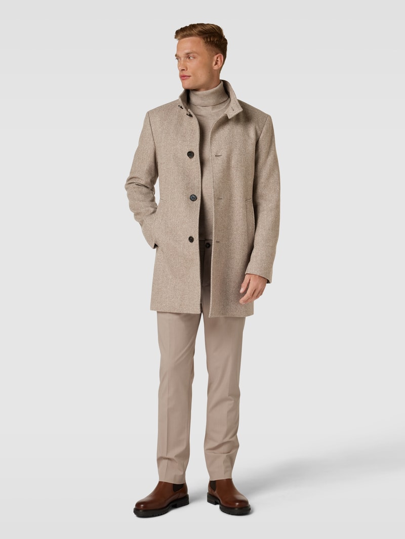 Kurzmantel mit Stehkragen Modell 'Maico' in camel meliert
