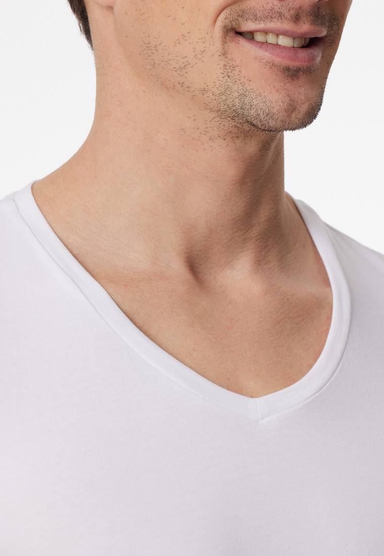 Shirt kurzarm V-Ausschnitt weiß - Premium Cotton