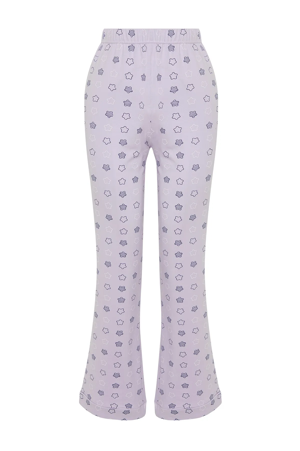 Trendyol Collection  Gestrickte Pyjamahose aus Baumwolle mit Sternenmuster in Flieder THMSS23PJ00003