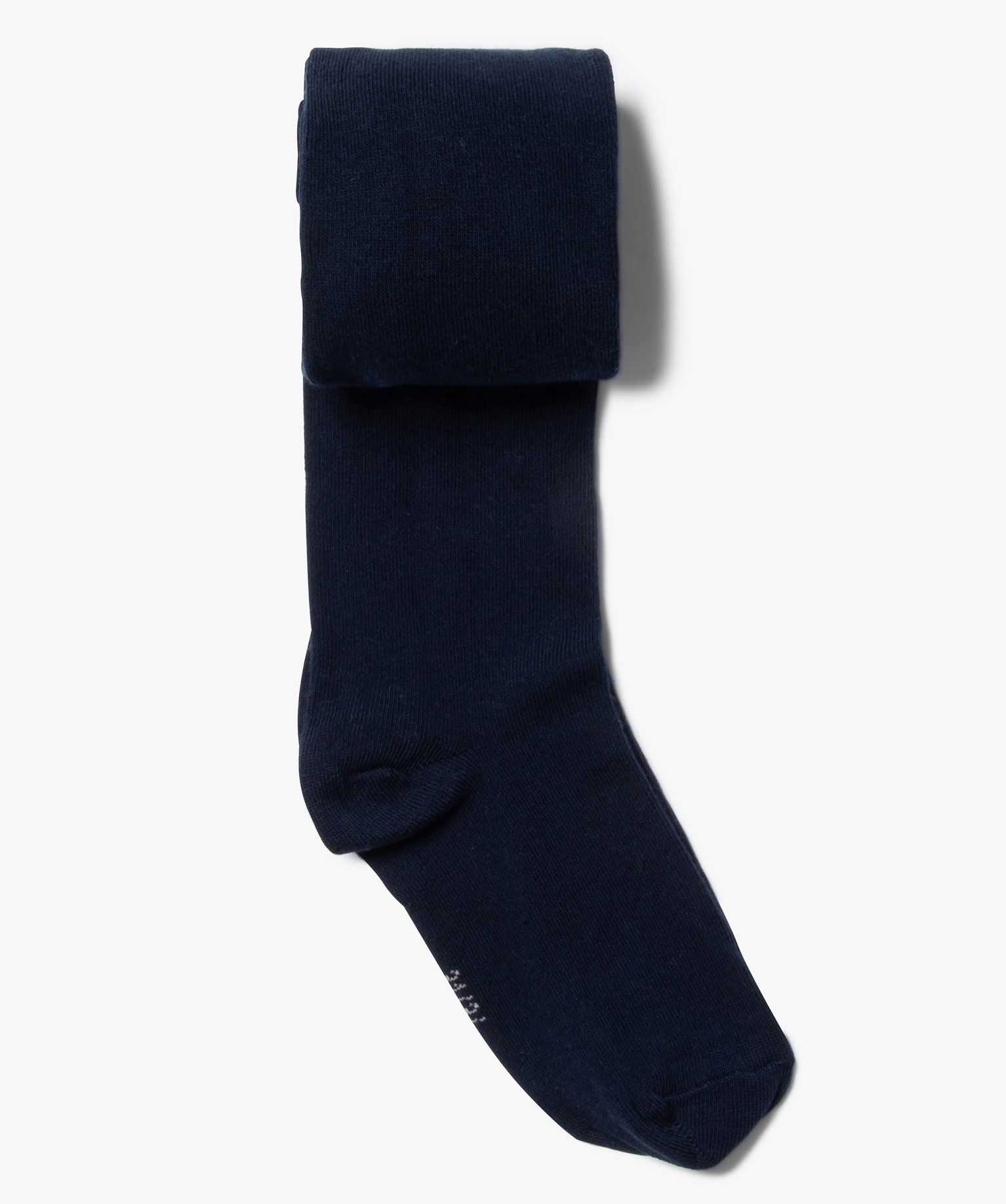 Collants chauds uni en coton fille marine | GEMO