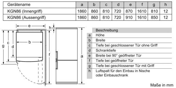 BOSCH Kühl-/Gefrierkombination KGN86AIDR, 186 cm hoch, 86 cm breit