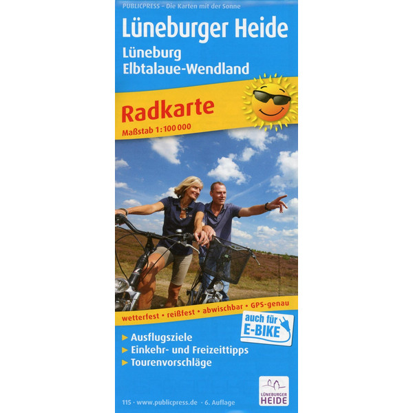 Radwanderkarte Lüneburger Heide - Lüneburg, Elbtalaue-Wendland  1:100 000 - Fahrradkarte