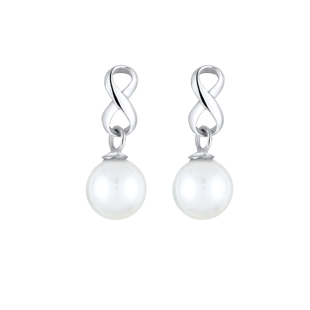 Elli Elli Boucles d'Oreilles Infinity Perle Unendlichkeit 925 Silber Boucles d'oreilles