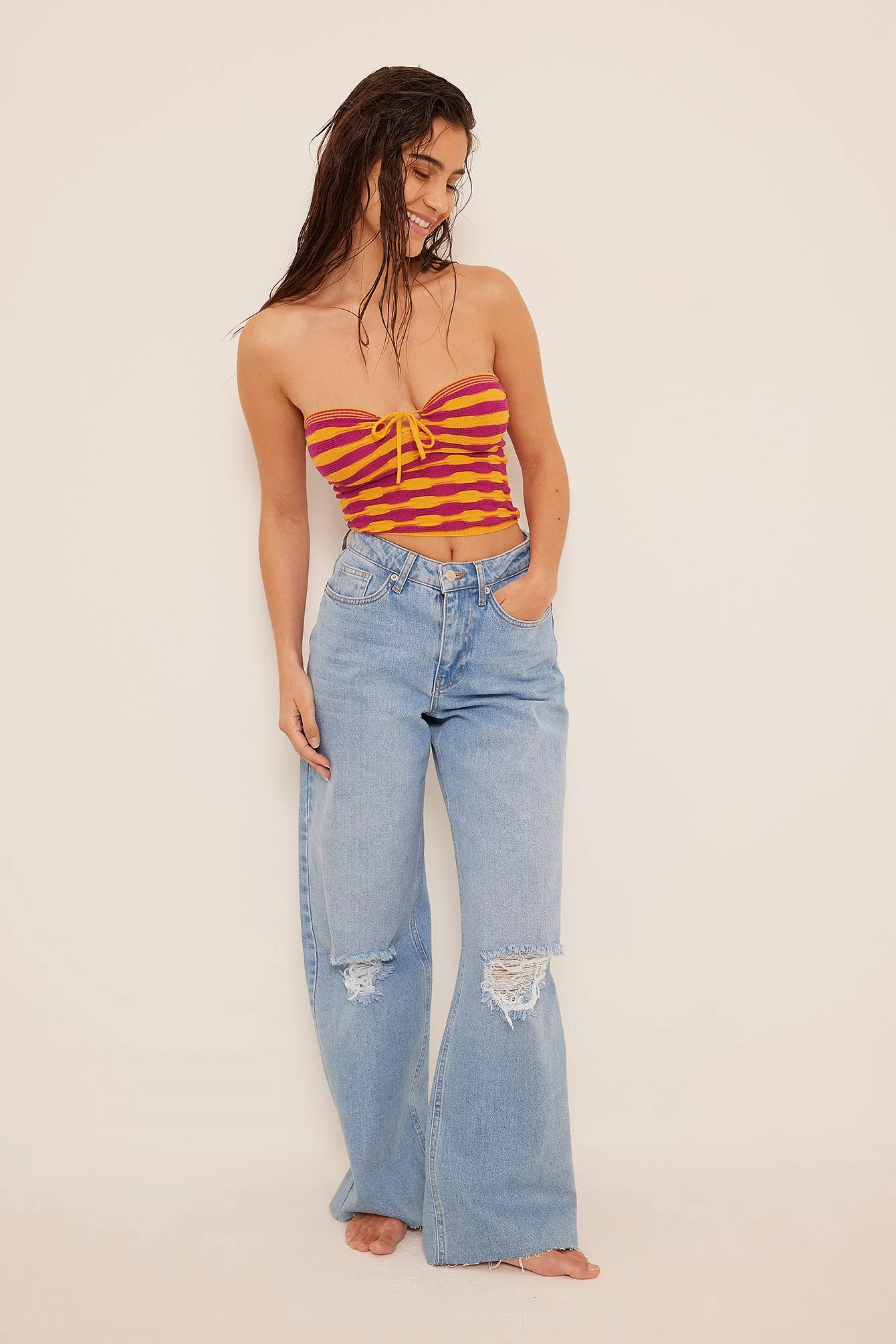 Striped Fine Knitted Tube Top