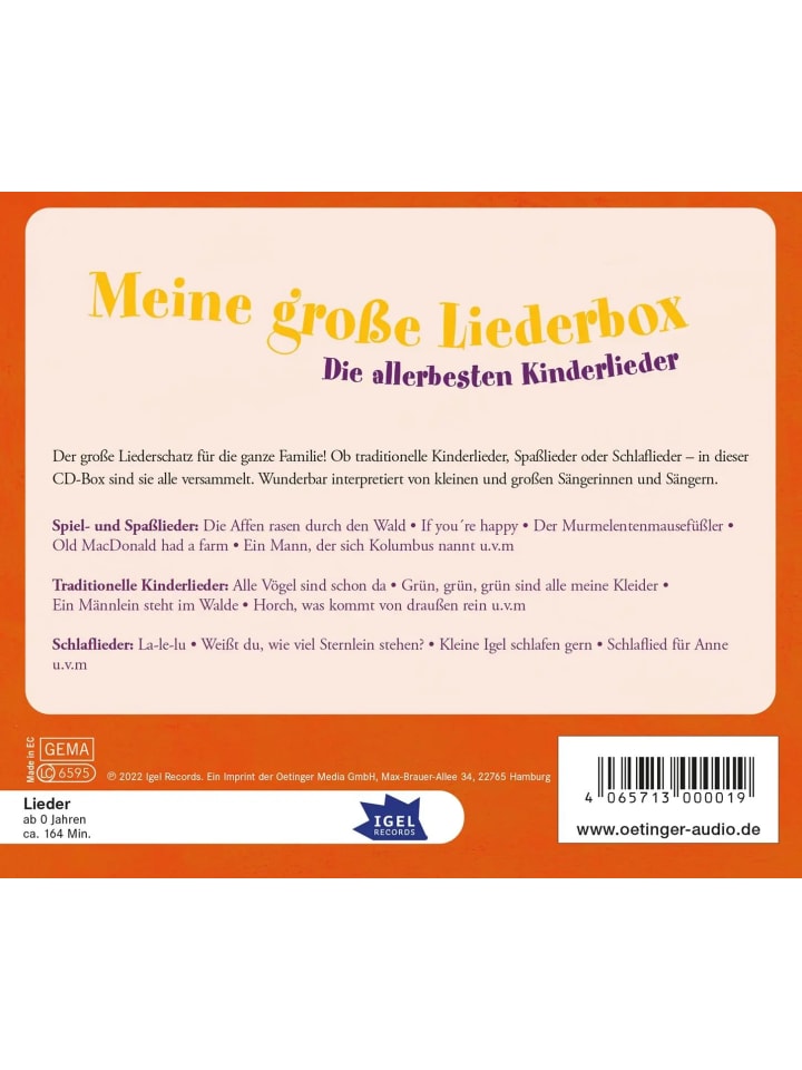 Igel Records Meine große Liederbox | Die allerbesten Kinderlieder günstig kaufen onesize