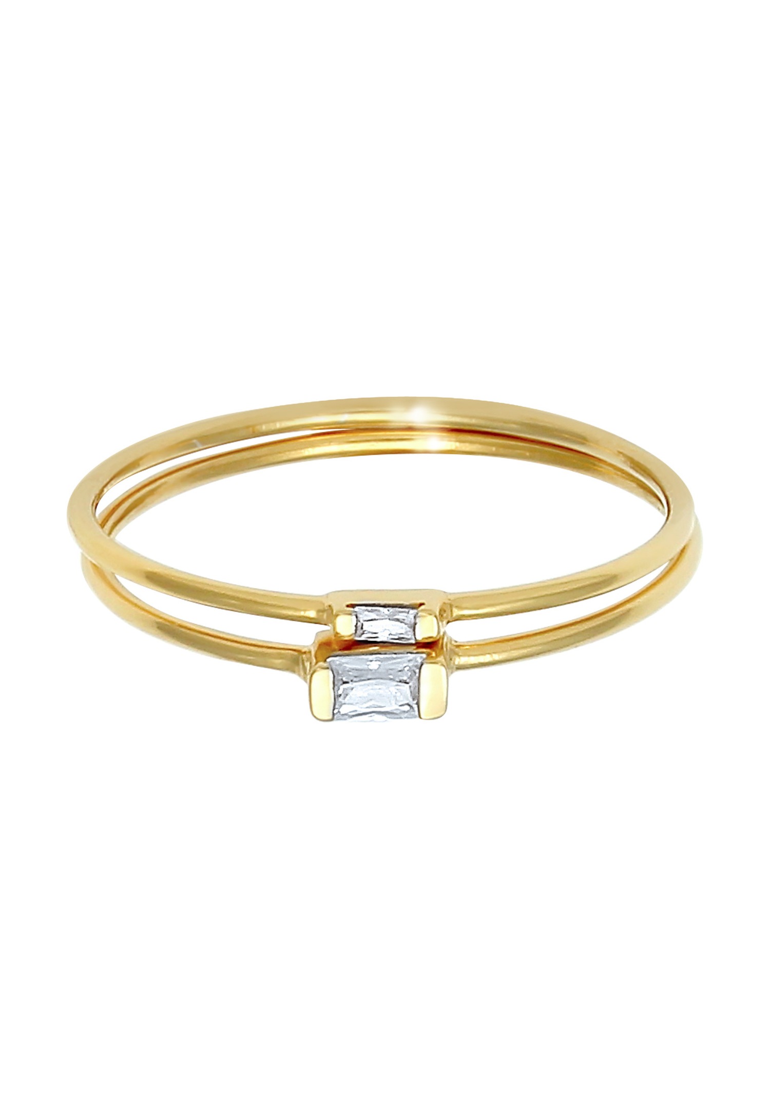 Elli ženski prsten s minimalnim filigranskim uzorkom i kubnim cirkonima, pozlaćen od 925 sterling srebra