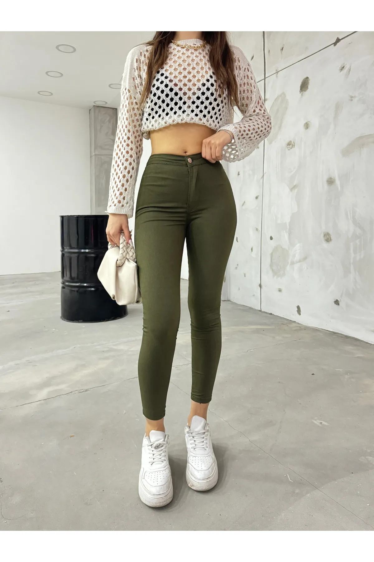 BİKELİFE  Khakifarbene Lycra-Leggings für Damen
