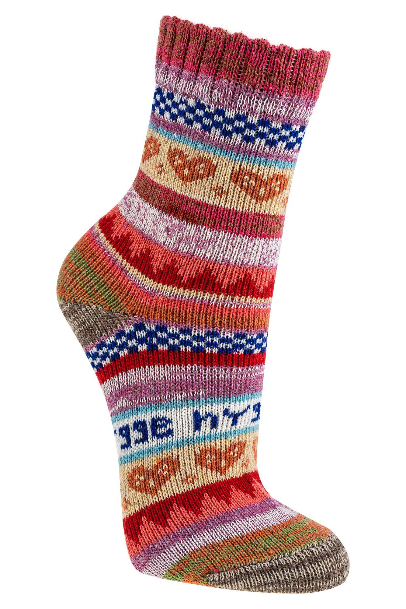 Wowerat Norwegersocken Bunte Hygge Norweger Socken Baumwolle mit schönem Muster Kinder (3 Paar) buntes Hygge Muster