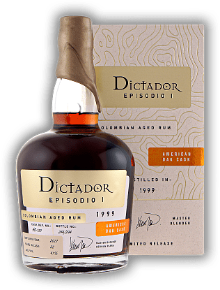 Dictador Episodio I American Oak Casks 1999/2021 41% Dictador Episodio I American Oak Casks 1999/2021 41%  Jahrgang 99/21 - 0,7	 Liter - Vol 41%