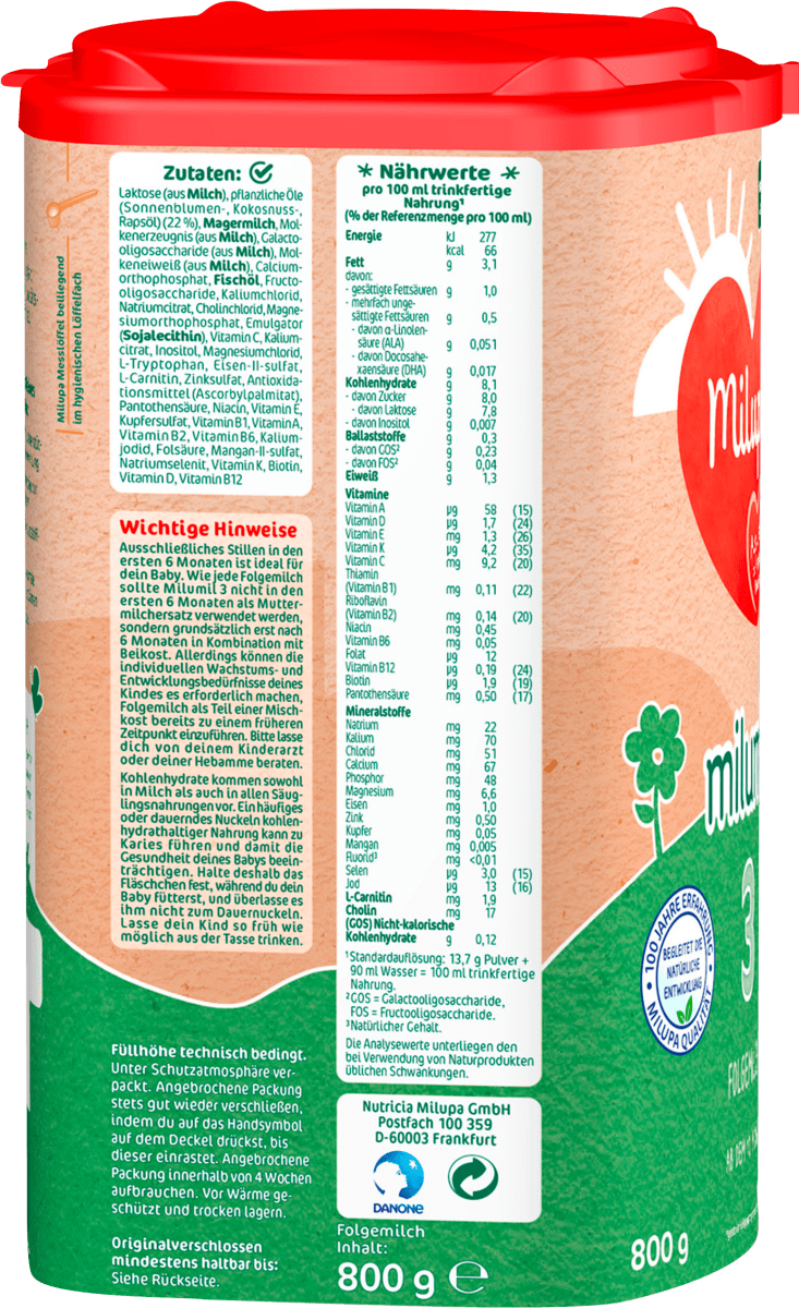 Folgemilch 3 Milumil ab dem 10. Monat, 0,8 kg