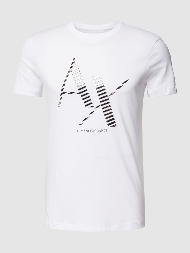 T-Shirt mit Label-Print und Rundhalsausschnitt in weiß