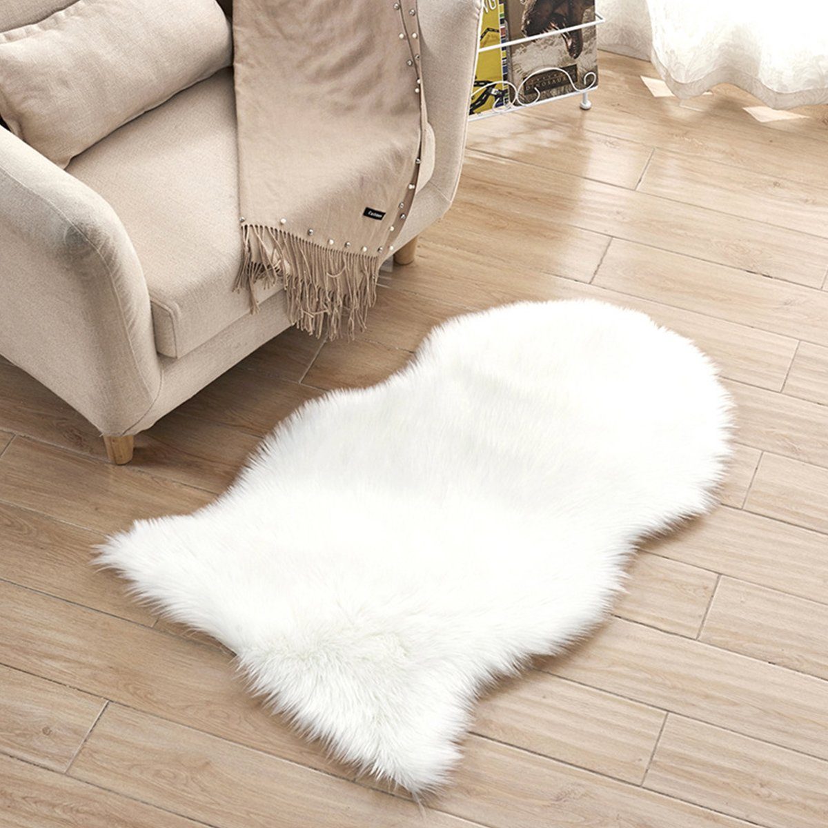 Fellteppich 60cm*90cm 65cm*102cm Kunstfell-Teppiche Fellform, meeteu, 60cm*90cm, fellförmig, Kunstfell, Wohnzimmer, Schlafzimmer, Esszimmer, Kinderzimmer