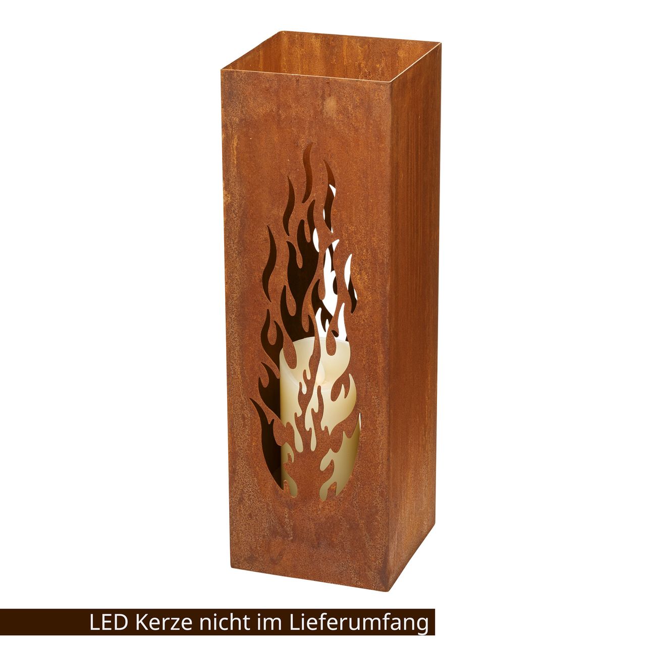 Weles Feuersäule, Design Wellen, 16 x 16 x 50 cm, Edelrost