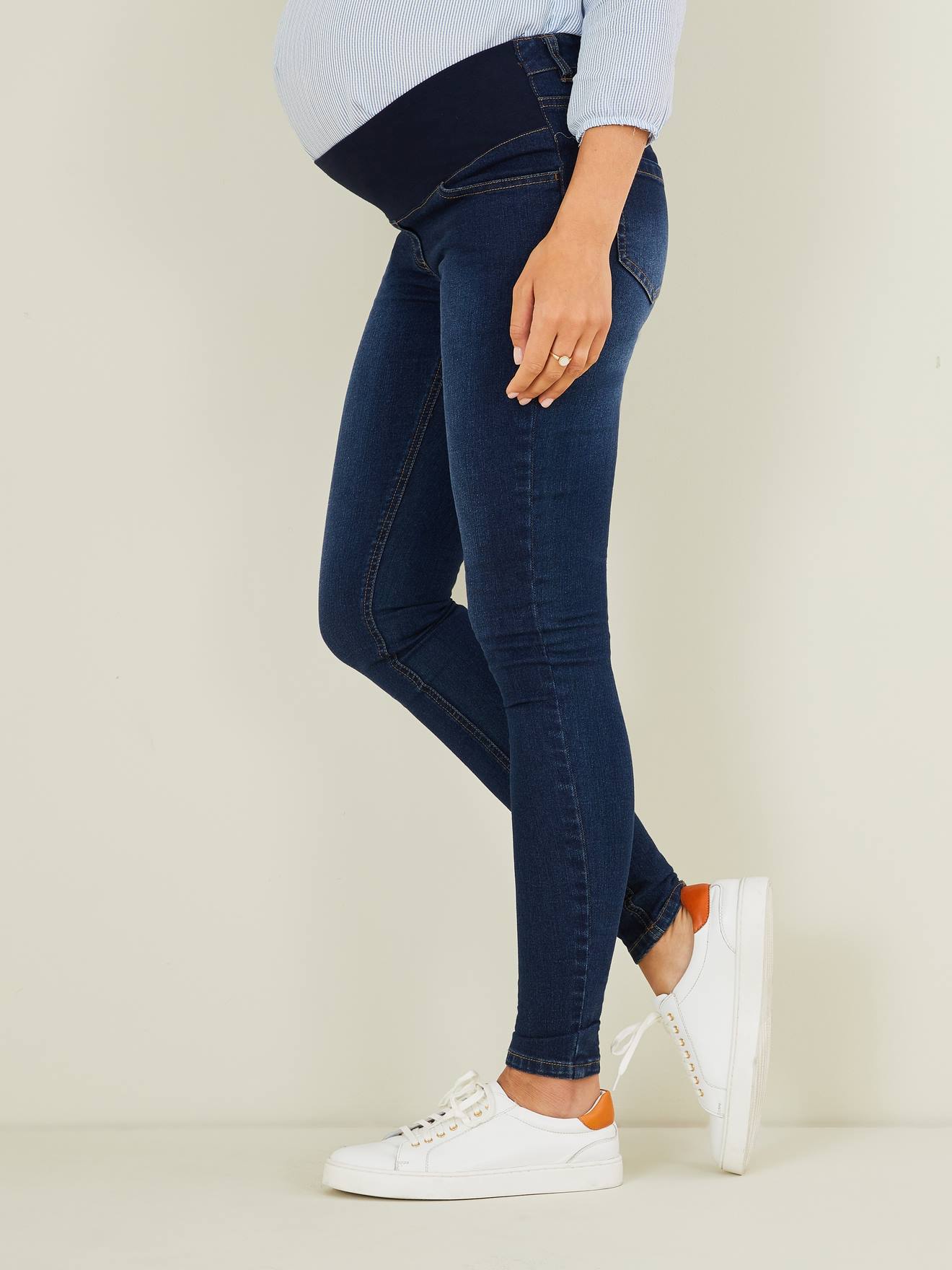 Vertbaudet Skinny-Umstandsjeans, schmaler Stretcheinsatz - dark blue
