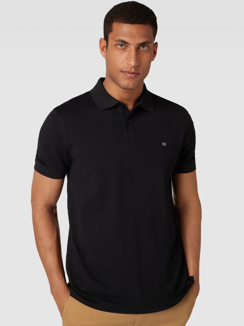 Poloshirt mit Logo-Stitching in schwarz
