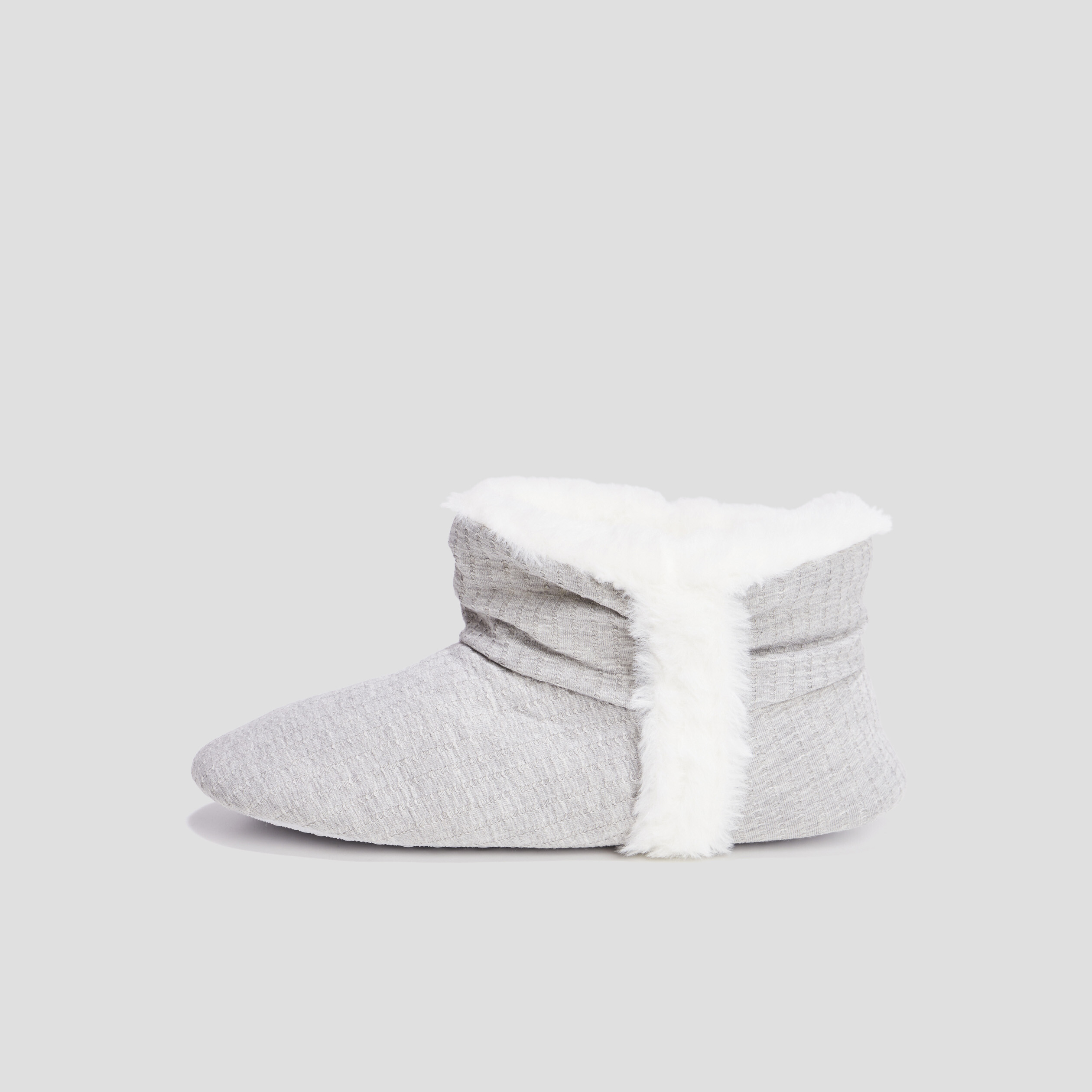 Chaussons bottines fourrées gris femme | La Halle