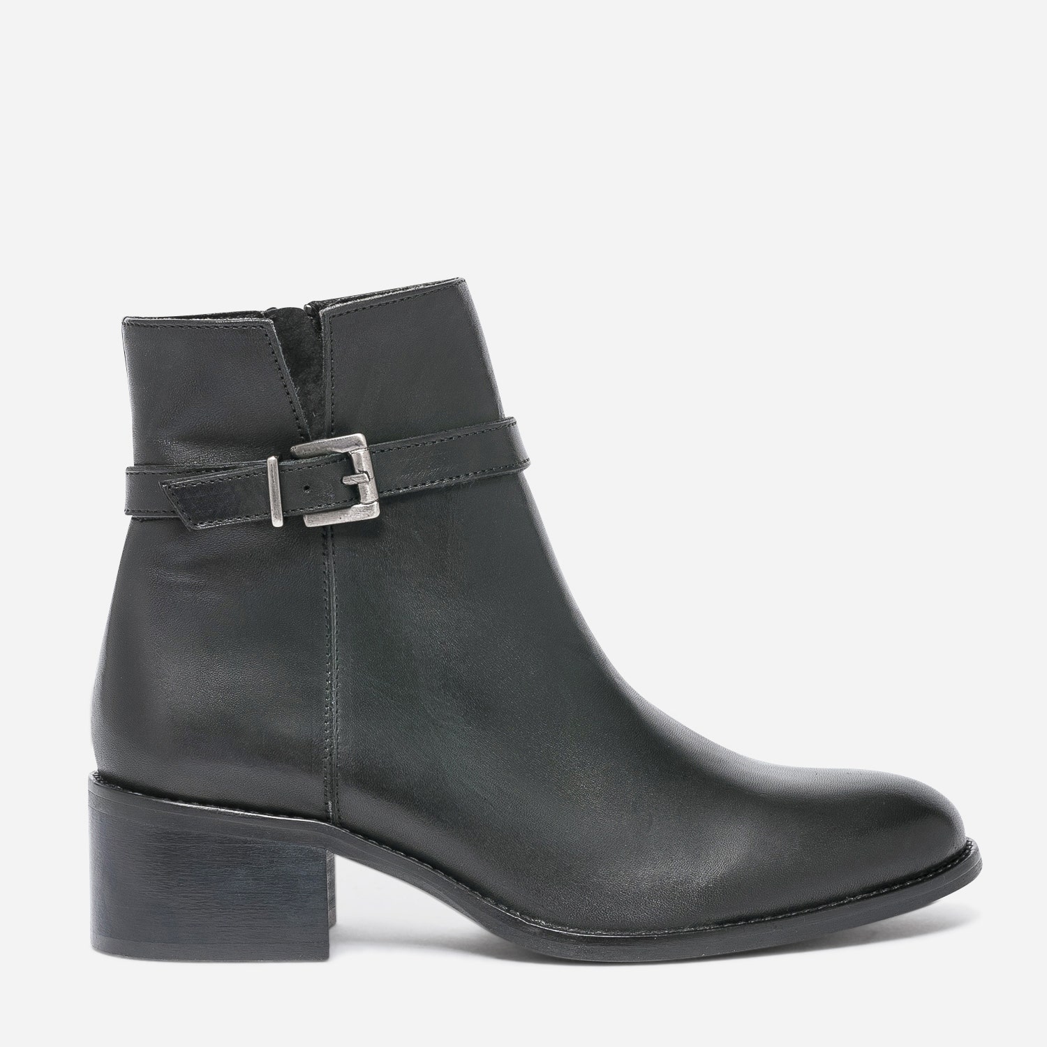 Boots noir en cuir à bride