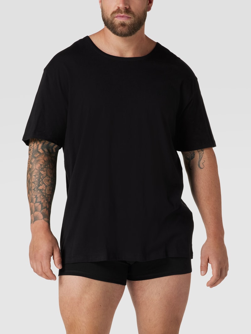 PLUS SIZE T-Shirt mit Brand-Stitching im 2er-Pack in weiß