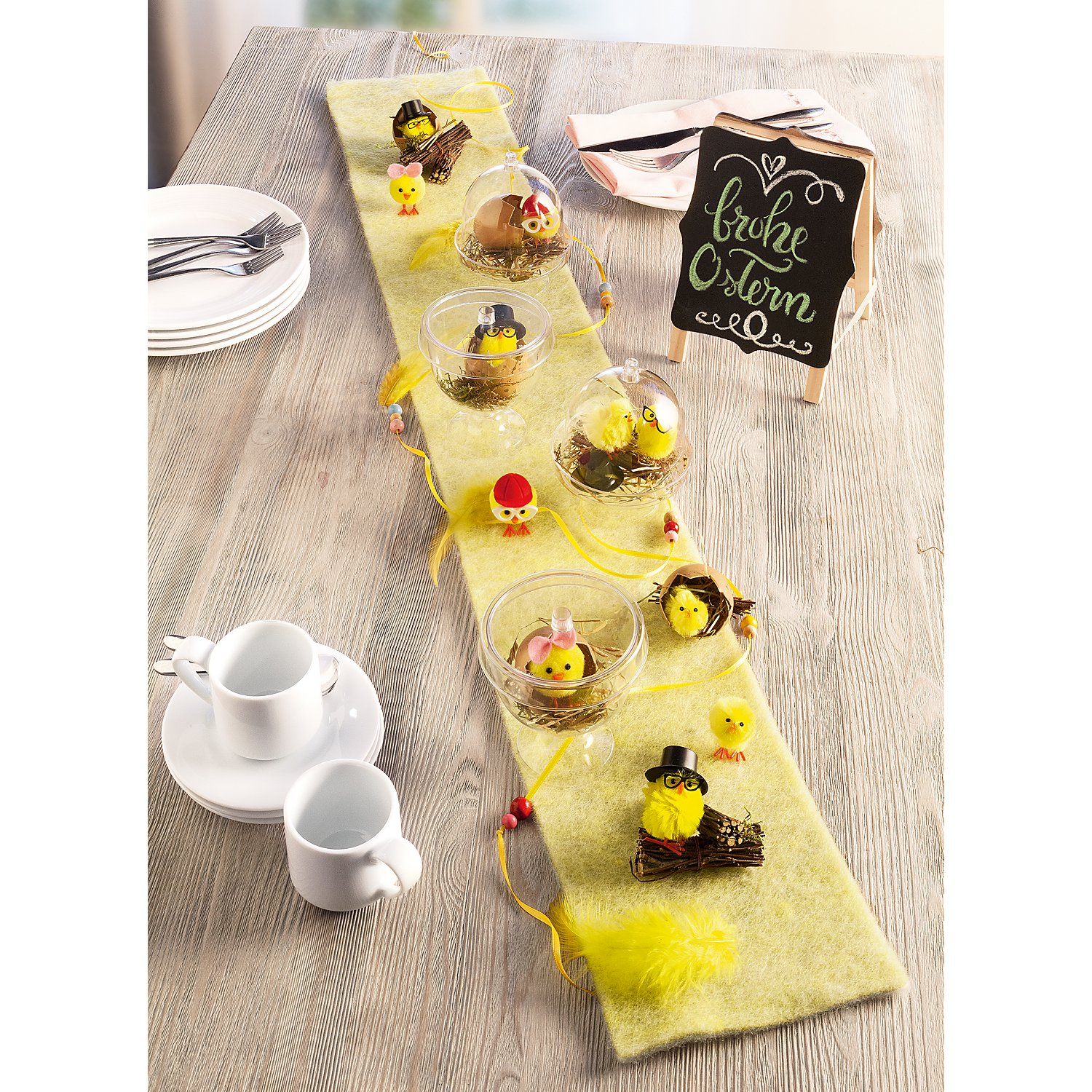 Chenille-Küken mit Brille, 10 Stück