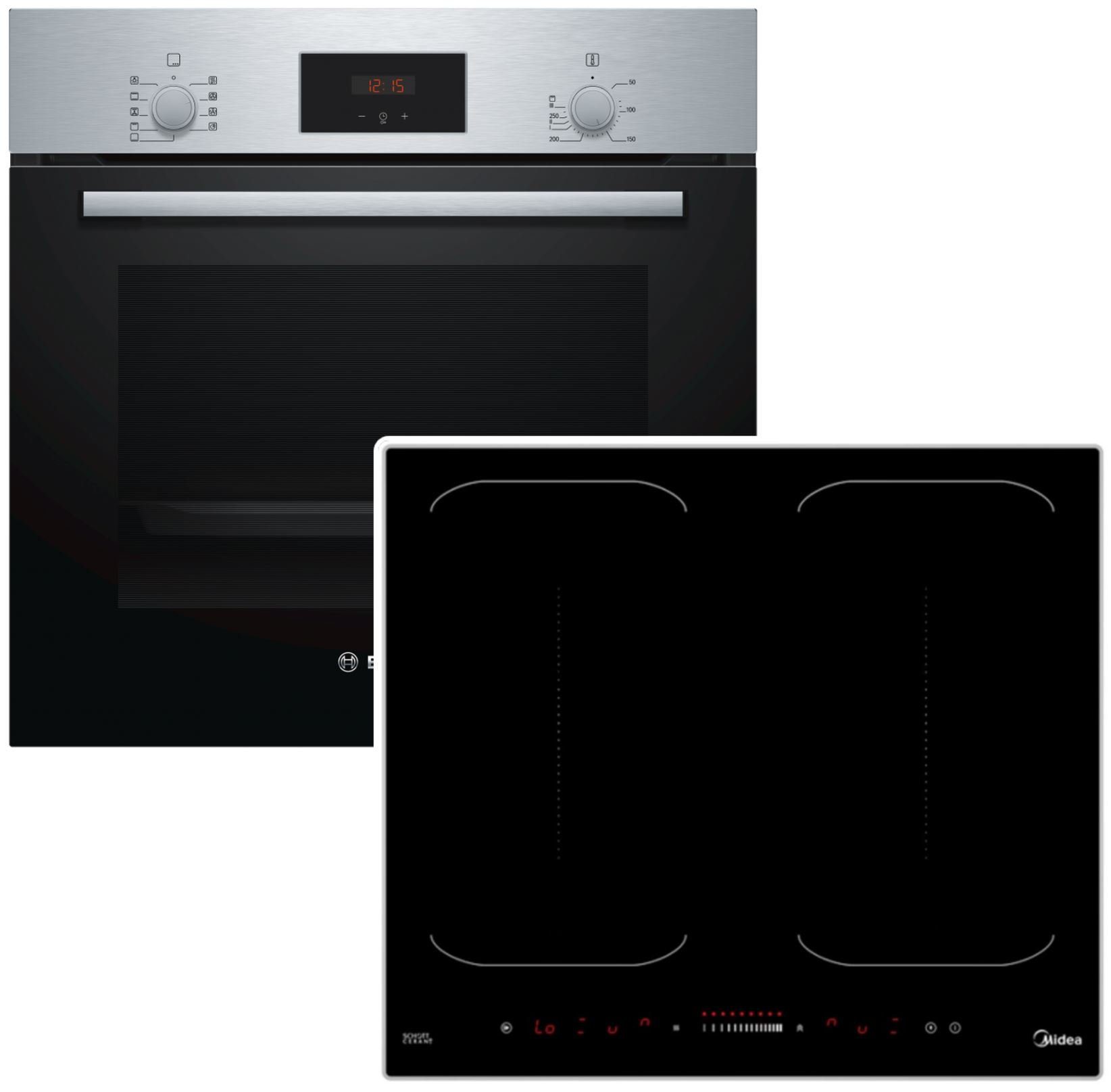 BOSCH Flex-Induktions-Herd-Set Einbau-Backofen mit Midea Induktionskochfeld - autark