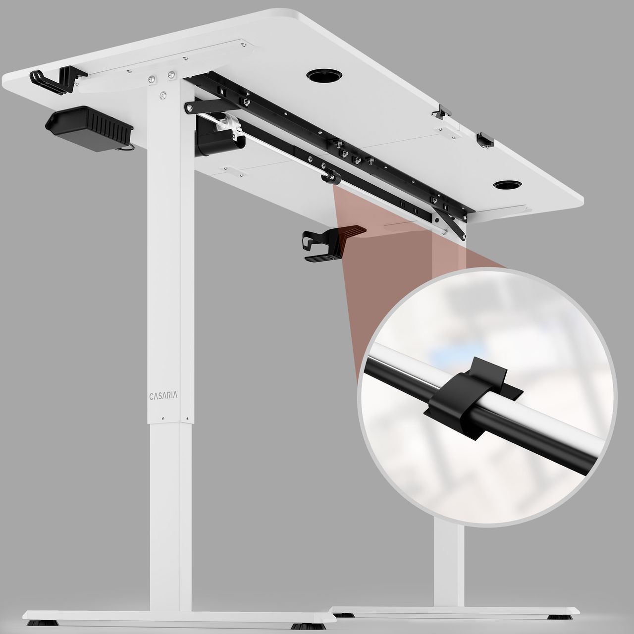 Casaria Höhenverstellbarer Schreibtisch Weiß 140x60x73-118cm
