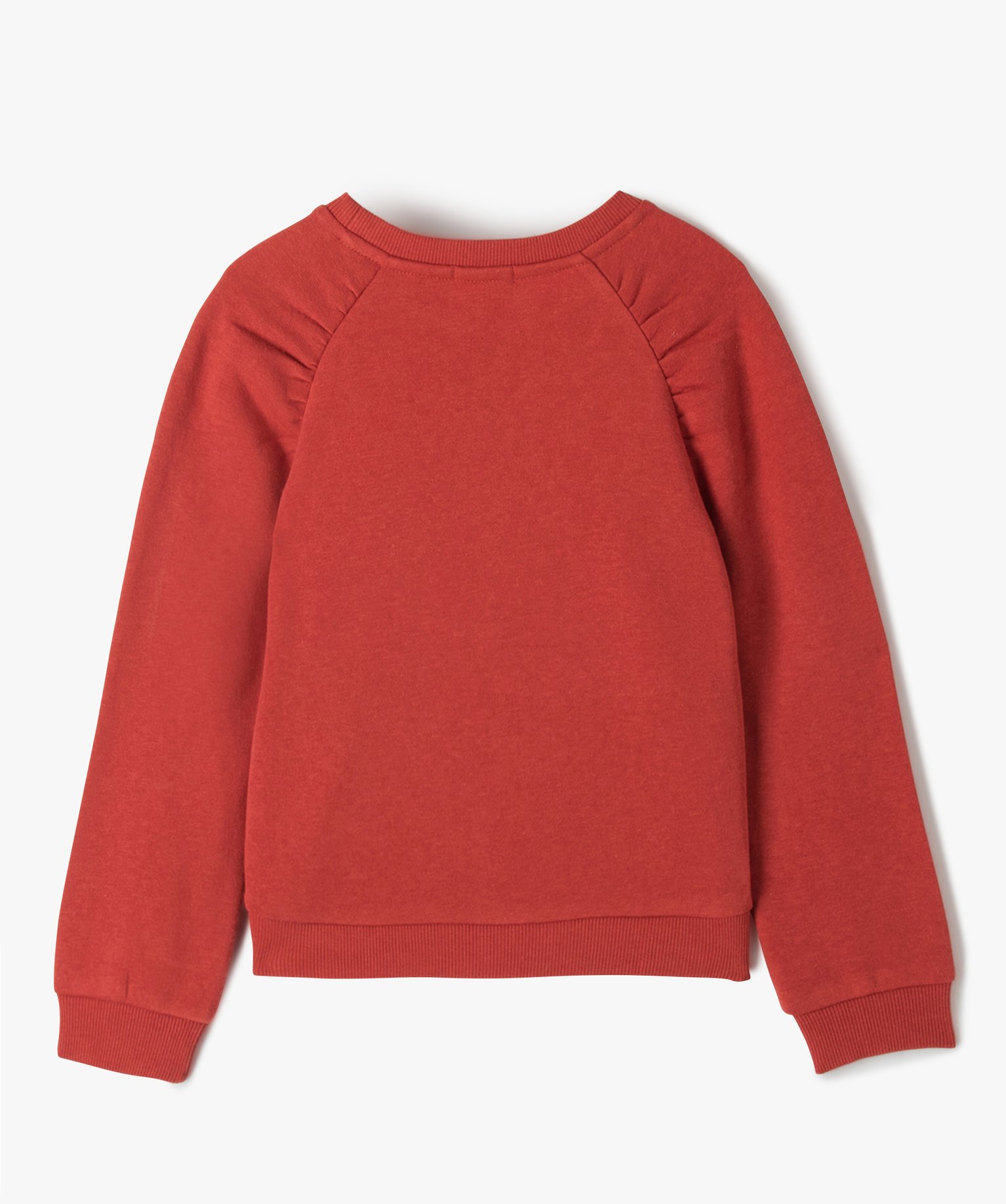 Sweat fille brodé à emmanchures fantaisie rouge | GEMO